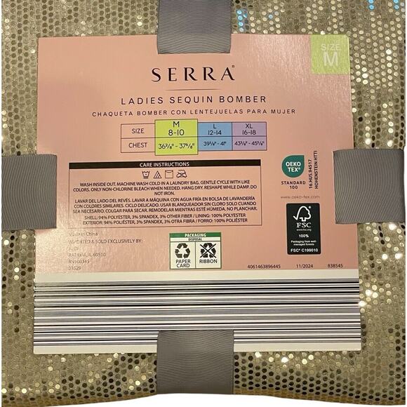 Serra Gold Sequin Bomber Joggers Pants Track Set Size Large Glam Glitzy Disco - Picture 8 of 10